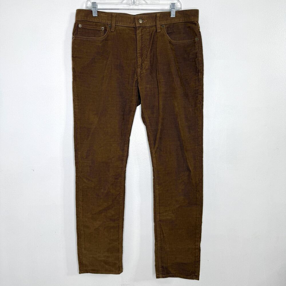 J Crew Pants Mens 35x32 Brown Corduroy Slim Flex Stretch Chino Casual Everyday